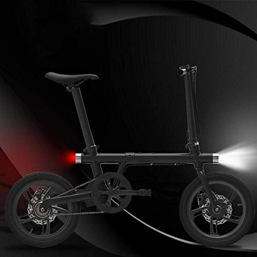 Electric Bike : QIONGS Electric Bikes, Hidden Lithium Ion Battery, Disc Brakes, LCD Display, 25KM / H, Hybrid Driving Range 50KM, Aluminum Alloy Body16 Inches Folding Electric Bike, Black