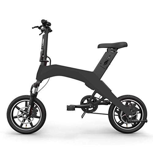 Electric Bike : QIONGS Electric Bikes, Lithium Ion Battery, Front And Rear Disc Brakes, LCD Display, 25KM / H, Shock Absorber, One-Piece Wheel, Driving Range 15KM-20KMFolding Electric Bike, Black