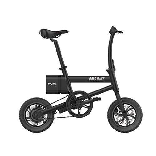 Electric Bike : QIONGS Electric Bikes, Removable Lithium Ion Battery, Disc And Electromagnetic Brakes, LCD Display, 25KM / H, Driving Range 25-30KM12 Inches Folding Electric Bike, Black