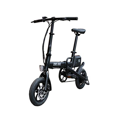 Electric Bike : QIONGS Electric Bikes, Removable Lithium Ion Battery, Disc And Electromagnetic Brakes, LCD Display, 25KM / H, Driving Range 30-40KM12 Inches Folding Electric Bike, Black