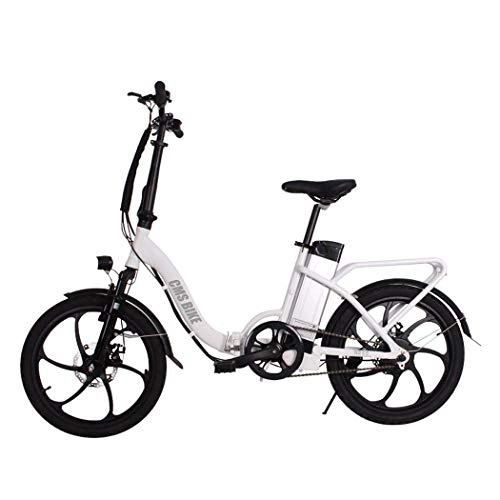 Electric Bike : QIONGS Electric Bikes, Removable Lithium Ion Battery, Disc Brakes, LCD Display, 3Driving Range 50-60KM, Aluminum Alloy Body20 Inches Folding Electric Bike, White