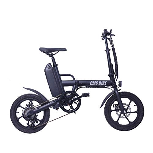 Electric Bike : QIONGS Electric Folding Bike, Lithium Ion Battery, Disc Brakes, LCD Display, 25KM / H, Driving Range 50-60KM, Aluminum Alloy Body16 Inches Folding Electric Bike, Black