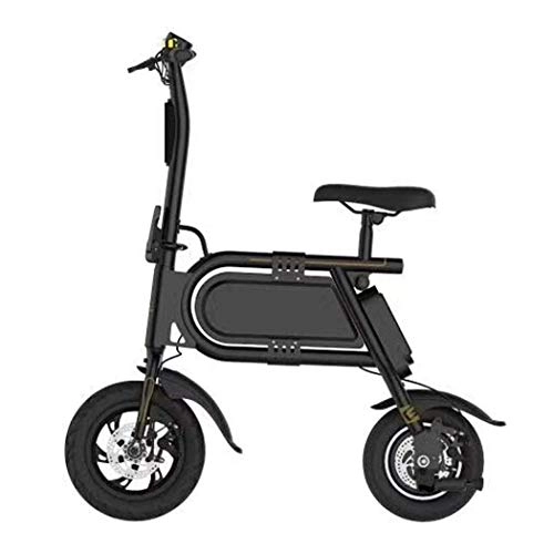 Electric Bike : QIONGS Folding Electric Bike, Lithium Ion Battery, Front And Rear Disc Brakes, LCD Display, 25KM / H, Driving Range 20Km, One-Piece Wheel10 Inches Electric Bikes, Black