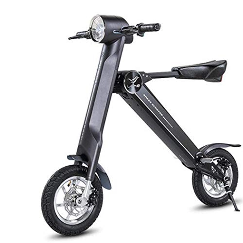 Electric Bike : QIONGS Folding Electric Bike, Lithium Ion Battery, Front And Rear Disc Brakes, LCD Display, 25KM / H, Driving Range 40Km, One-Piece Wheel14 Inches Electric Bikes, Black