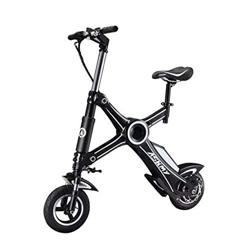 Electric Bike : QIONGS Folding Electric Bike, Lithium Ion Battery, Front And Rear Disc Brakes, LCD Display, 25KM / H, Driving Range 40Km10 Inches Electric Bikes, Black