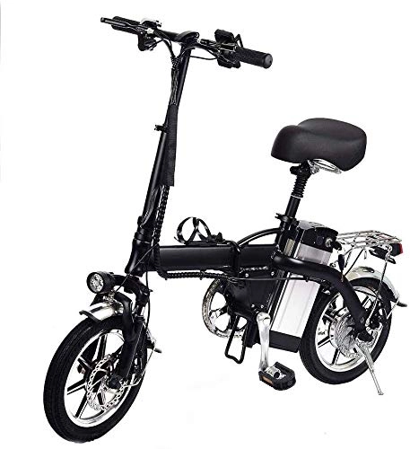 Electric Bike : QLHQWE 14" Folding Electric Bike with 48V 10AH Lithium Battery 350w High-speed Motor for Adults -Black
