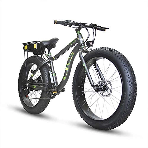 Electric Bike : Qnlly Folding Electric Cruiser Bicycle 350 / 500W 48V 8AH Li-Battery Fat Tire Bike Mountain Beach Snow Ebike Full Suspension 7 Speed 26 * 4.0 Fat Tire, Front and Rear Disc Brake System, 48V350W50KM