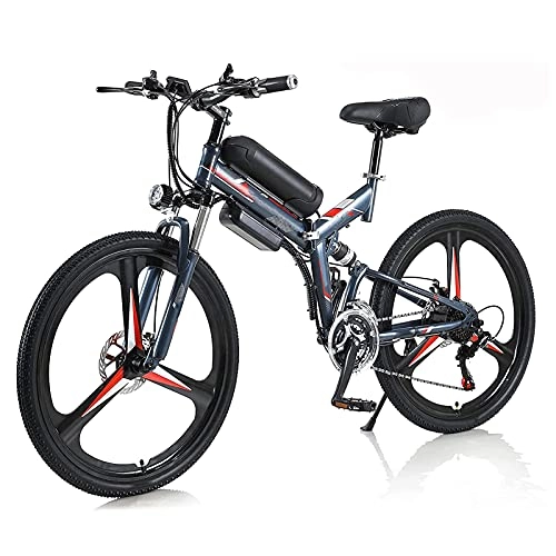 Electric Bike : QTQZ Multi-purpose Unisex Adult Electric Bike 350W Folding Bike 36V 10A Lithium-Ion Battery 26" Mountain E-Bike 21-Speed Transmission System 3 Riding Modes for Outdoor Cycling Travel Work Out
