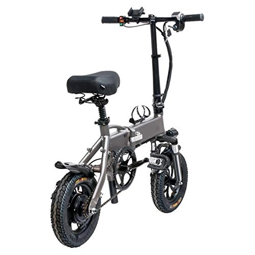 Electric Bike : QWET Folding Ultra-Light Electric Bicycle, Non-Slip Wear-Resistant Tires, Hidden Battery 350W Brushless Motor Bicycle, Can Ride Without Electricity, Gray