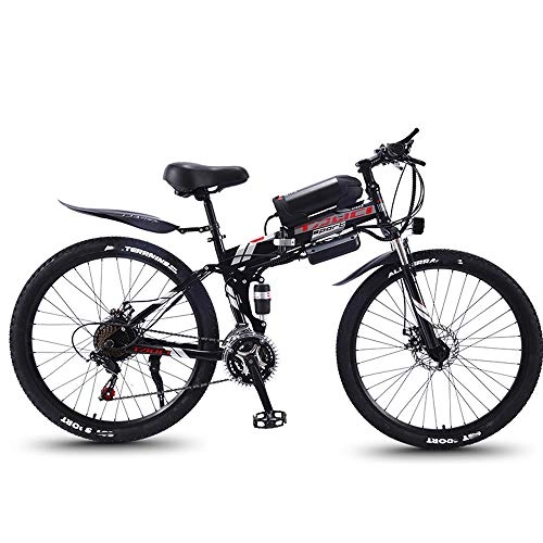 Electric Bike : QYL 26'' Electric Mountain Bike Magnesium Alloy Premium Full Suspension E-Bike 21 Speed Gear And Three Working Modes, A