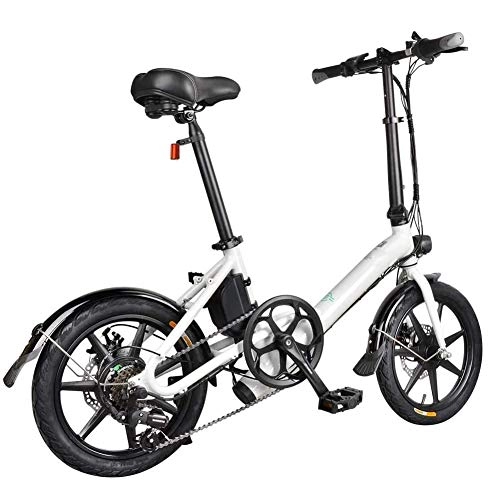 Electric Bike : QYL Commuting Electric Bike, with 250W 36V Battery Dual-Disc, LED Display Folding Bicycles for Fitness Outdoor Sporting, White