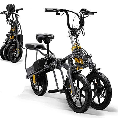 Electric Bike : QYL Electric Bike Foldable Three Wheels Scooter Up To 30Km / H, with 350W Motor, 48V 15.6Ah Battery, Three Speed Modes