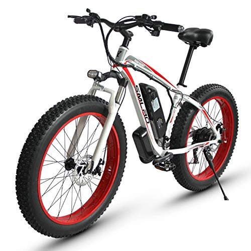Electric Bike : QYL Electric Folding Bike Fat Tire City Mountain Bicycle Booster 48V*15Ah High Capacity Battery Snow Bike Disc Brakes, Red