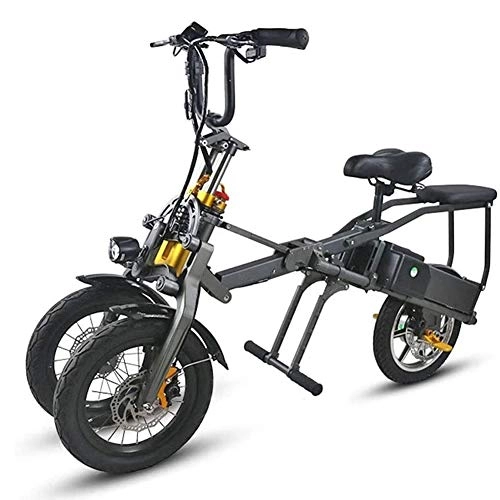 Electric Bike : QYL Electric Mountain Bike, 48V 350W Foldable Mini Tricycle Electric Tricycle, Three Speed Modes Big Wheels Sport, Folding Easily