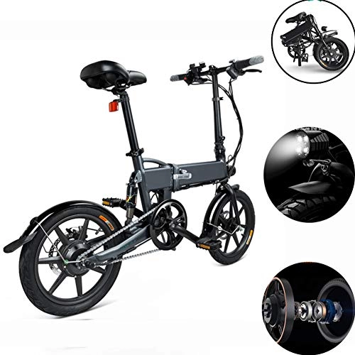 Electric Bike : QYL Folding Electric Bike Shockproof Tire Pedal Assist City Bicycle Max Speed 25 Km / H, Disc Brake for Teens And Adults