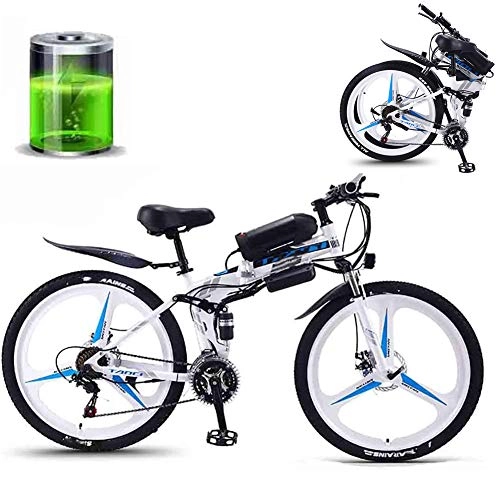 Electric Bike : QYL Folding Electric Bikes for Adults, Magnesium Alloy Ebikes Bicycles All Terrain 350W 6V 8 / 10 / 13AH Commute Ebike for Mens, B, 13ah