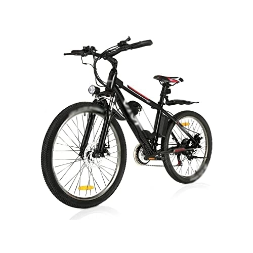 Electric Bike : QYTECddzxc Adult Electric Bicycles Outdoor Riding 26-inch Mountain Electric Bicycle 21-Speed Gear Aluminum Alloy Double disc Brake Snow Bike (Color : Black, Size : One Size)