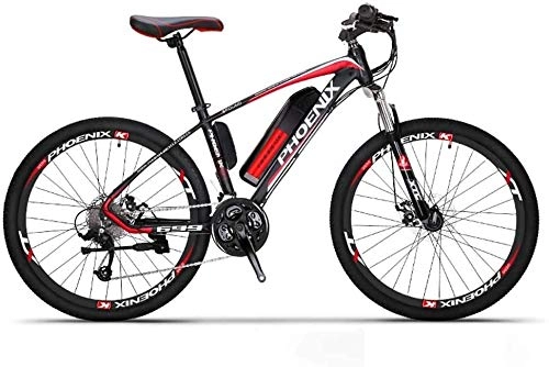 Electric Bike : QZ Adult Electric Mountain Bike, 250W Snow Bikes, Removable 36V 10AH Lithium Battery for, 27 speed Electric Bicycle, 26 Inch Wheels (Color : Red)