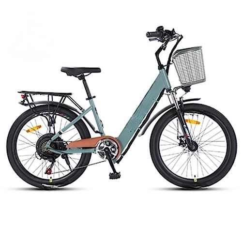Electric Bike : RASHIV Electric Bicycle, 7-speed Light Commuter Electric Vehicle, Display Instrument, 350W Brushless Motor, with Lighting System, Suitable for Height 140-175CM (grey 32Ah)