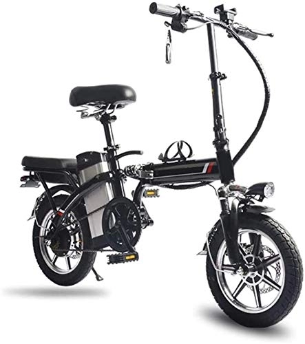 Electric Bike : RDJM Ebikes, 14" Electric Bike / Folding E-Bike / Commute Bicycle with Foldable Alloy Frame, 48V Lithium-Ion Rechargeable Battery Lithium Battery Beach Snow Bicycle