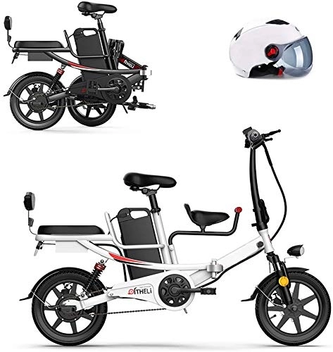 Electric Bike : RDJM Ebikes, 14" Folding Electric Bike for Adults, 400W Electric Bicycle, Commute Ebike, Removable Lithium Battery 48V, White, 11AH