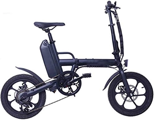 Electric Bike : RDJM Ebikes, 16" Electric Bikes for Adult, 250W Aluminum Alloy Ebikes Bicycles All Terrain, 36V / 13Ah Removable Lithium-Ion Battery, Mountain Ebike, Blue (Color : Black)