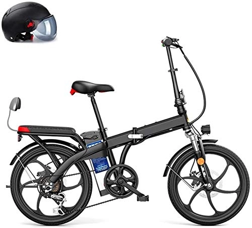 Electric Bike : RDJM Ebikes, 20" Foldaway, 48V City Electric Bike, 250W Assisted Electric Bicycle Sport Mountain Bicycle 7 Shifting System with Removable Lithium Battery (Color : Black)