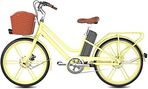 Electric Bike : RDJM Ebikes, 24'' Adult e-Bike, Electric Bike for Woman Aluminum alloy frame Removable 36V 10AH Large Capacity Lithium-Ion Battery 250W Saddle Adjustable (Color : Beige)