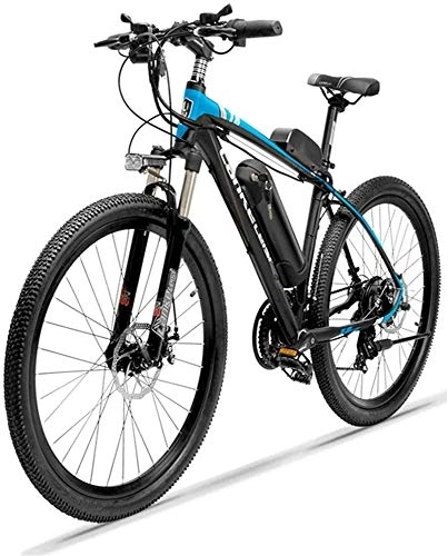 Electric Bike : RDJM Ebikes, 26'' Electric Bicycle for Adults, Electric Mountain Bike 250W 36V 10Ah Removable Large Capacity Lithium-Ion Battery 21 Speed Gear Double Disc Brake (Color : Blue)