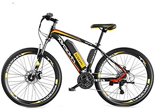 Electric Bike : RDJM Ebikes, 26'' Electric Mountain Bike With Removable Large Capacity Lithium-Ion Battery (36V 250W), Electric Bike 27 Speed Gear For Outdoor Cycling Travel Work Out (Color : Yellow)