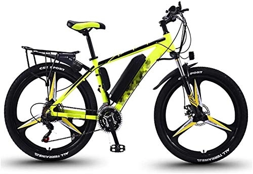 Electric Bike : RDJM Ebikes, 26 inch Electric Bikes mountain Bicycle, 30 speed magnesium alloy onepiece Bike 36V lithium battery Sports Outdoor Cycling Adult (Color : Yellow)