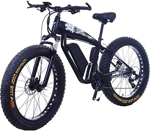 Electric Bike : RDJM Ebikes, 26 Inch Fat Tire Electric Bike 48V 400W Snow Electric Bicycle 27 Speed Mountain Electric Bikes Lithium Battery Disc Brake (Color : 10ah, Size : Dark green)
