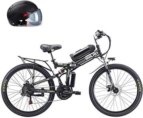 Electric Bike : RDJM Ebikes, 26" Power-Assisted Bicycle Folding, Removable Lithium Battery 48V 8AH, 350W Motor Straddling Easy Compact, Folding Mountain Electric Bike (Color : Black)