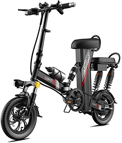Electric Bike : RDJM Ebikes, 350W 12 Inch Electric Bicycle Mountain For Adults, High Carbon Steel Electric Scooter Gear E-Bike With Removable 48V30A Lithium Battery (Color : Black, Size : Range:100km)