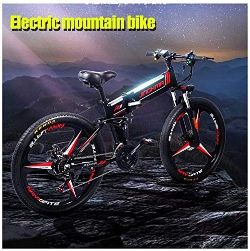 Electric Bike : RDJM Ebikes, 350W Adults Folden Electric Bike 48V 10.4Ah Battery With Removable Lithium Battery Electric Bicycle Beach Snow Ebike Electric Mountain Bicycle(black) (Color : Black)