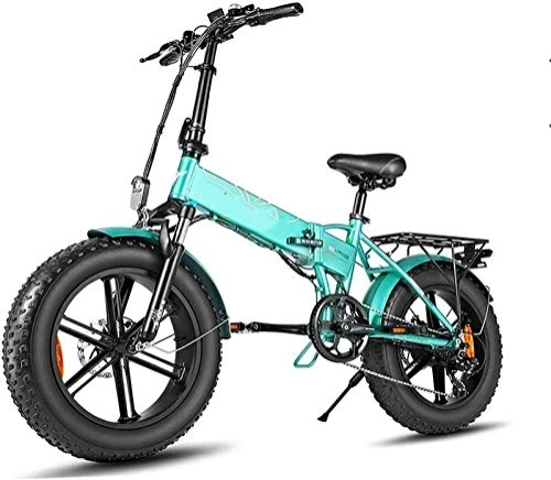 Electric Bike : RDJM Ebikes, 500w Folding Electric Bike Adult Mountain E Bike with 48v12.5a Lithium Battery Electric Bicycle 7-speed Gear Shifts with Electric Lock Fast Battery Charger (Color : Green)
