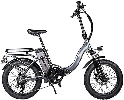 Electric Bike : RDJM Ebikes, 750w 20"×4.0 Foldingelectric Bike 48v 13ah Removable Lithium Battery 7 Speed Brushless Motor Adult Bicycle 4.0 All-terrain Fat Tire 4-6 Hours Battery Life (Color : Gray)