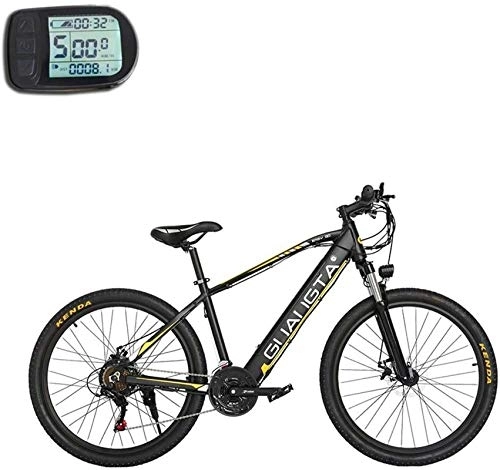 Electric Bike : RDJM Ebikes, Adult 27.5 Inch Electric Mountain Bike, 48V Lithium Battery, Aviation High-Strength Aluminum Alloy Offroad Electric Bicycle, 21 Speed (Color : A, Size : 80KM)