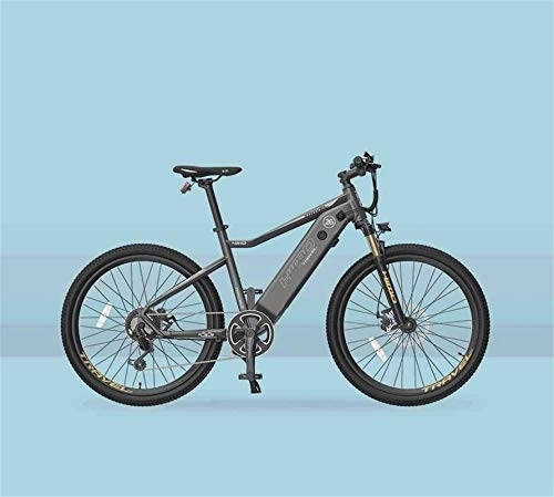 Electric Bike : RDJM Ebikes, Adult Electric Mountain Bike, 7 speed 250W Snow Bikes, With HD LCD Waterproof Meter / 48V 10AH Lithium Battery Electric Bicycle, 26 Inch Wheels (Color : Grey)