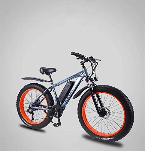 Electric Bike : RDJM Ebikes, Adult Fat Tire Electric Mountain Bike, 36V Lithium Battery Electric Bicycle, High-Strength Aluminum Alloy 27 Speed 26 Inch 4.0 Tires Snow Bikes (Color : A, Size : 90KM)