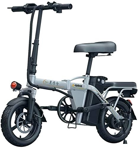 Electric Bike : RDJM Ebikes, Adults Electric Bike, Folda Blke 14 Inch 48V E-bike With 6Ah-36Ah Lithium Battery, City Bicycle Max Speed 25 Km / h, Disc Brake (Color : White, Size : 6AH)