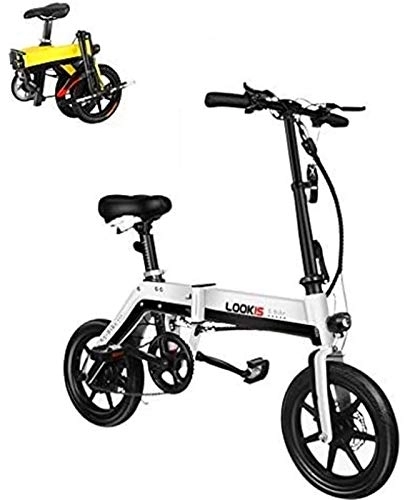 Electric Bike : RDJM Ebikes, Adults Folding Electric Bike, 36V E-bike with 10.0Ah Lithium Battery, City Bicycle Max Speed 25 km / h, Disc Brake (Color : White)