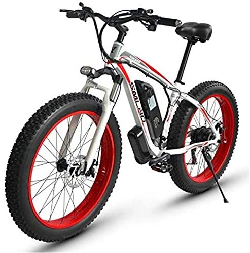 Electric Bike : RDJM Ebikes, Alloy Frame 27-Speed Electric Mountain Bike, Fast Speed 26" Electric Bicycle for Outdoor Cycling Travel Work Out (Color : White red, Size : 36V10AH)