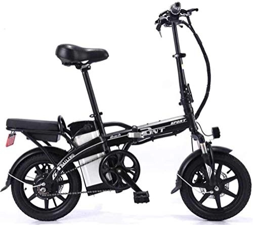 Electric Bike : RDJM Ebikes, Electric Bicycle Carbon Steel Folding Lithium Battery Car Adult Double Electric Bicycle Self-Driving Takeaway, Black, 20A