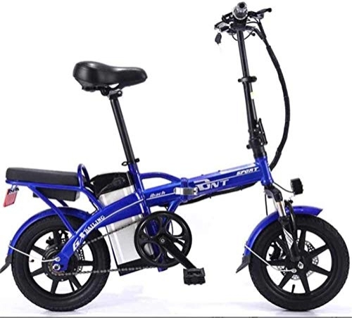 Electric Bike : RDJM Ebikes, Electric Bicycle Carbon Steel Folding Lithium Battery Car Adult Double Electric Bicycle Self-Driving Takeaway, Blue, 20A