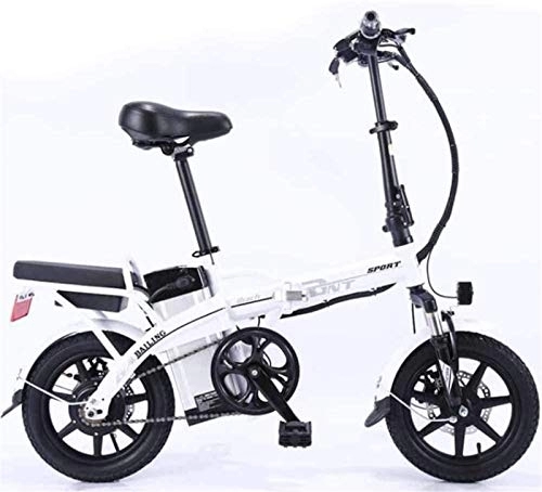 Electric Bike : RDJM Ebikes, Electric Bicycle Carbon Steel Folding Lithium Battery Car Adult Double Electric Bicycle Self-Driving Takeaway, White