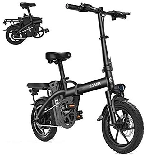 Electric Bike : RDJM Ebikes, Electric Bicycle Ebikes Folding Ebike Lightweight 400W Removable 48V 10Ah Waterproof And Dustproof Lithium Battery With 14inch Tire & LCD Screen (Color : Black, Size : Endurance:320km)