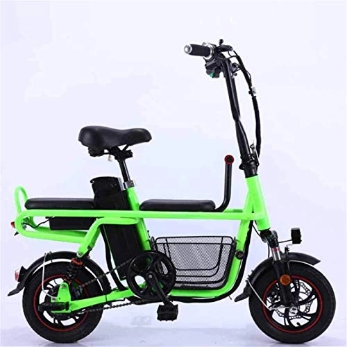 Electric Bike : RDJM Ebikes, Electric Bicycle Folding Lithium Battery Two-Wheel Electric Bicycle Adult Parent-Child Travel Double Shock-Absorbing Pet (Color : Green, Size : 8A)