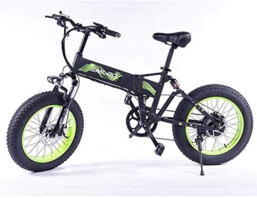 Electric Bike : RDJM Ebikes, Electric Bicycle Folding Snow Lithium Battery Wide Tire Electric Bicycle Adult Commuter Fitness Aluminum Alloy 350W, Green, 36V