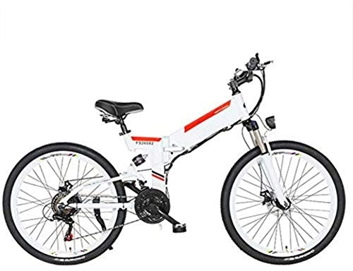 Electric Bike : RDJM Ebikes, Electric Bike Folding Electric Mountain Bike with 24" Super Lightweight Aluminum Alloy Electric Bicycle, Premium Full Suspension And 21 Speed Gears, 350 Motor, Lithium Battery 48V